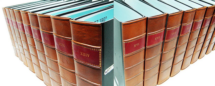 Leder Buchrücken Stehsammler Stehordner mit Prägung