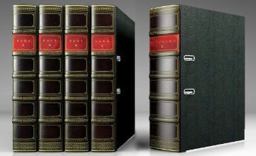 Echtleder Ordner Stehsammler Bücher-Optik