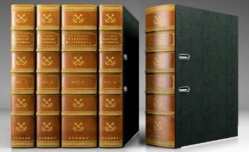 Echtleder Ordner Stehsammler Bücher-Optik
